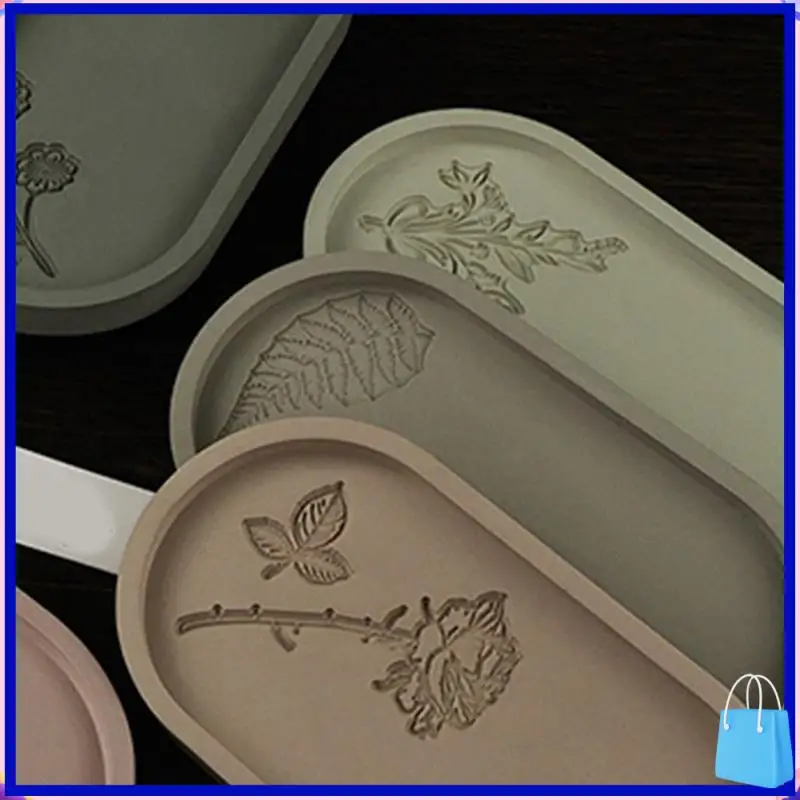 

7 Piece Oval Storage Tray Cement Silicone Mold Pallet Mold Milky White Resin Concrete Plaster Mould