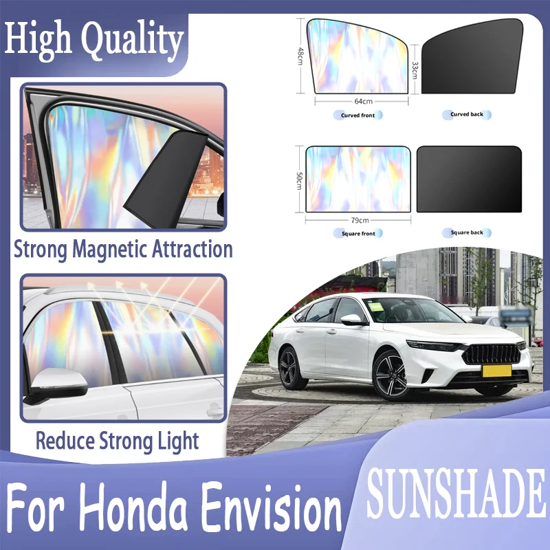 For Honda Envision, Magnetic Side Window Sun Shade Titanium Silver Opaque Full Cover, Laser UV-Protective Film.car sun shade