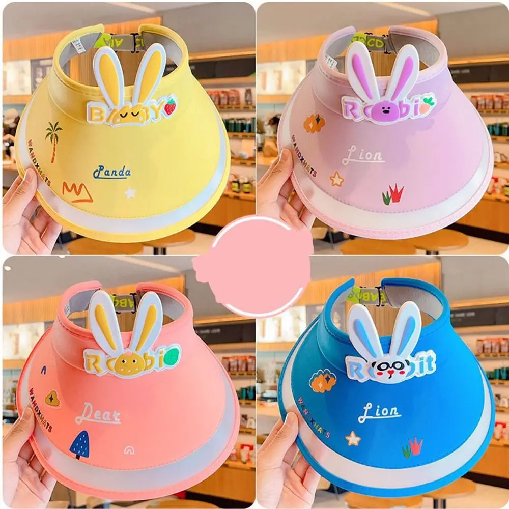 Korean Style Rabbit Empty Top Hat Anti-UV Sun Hat Shading Hat Children's Visor Hat No Top Beach Hat Cartoon Sunshade Hat Baby