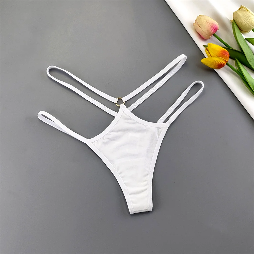 3 قطعة حزام مزدوج القطن ثونغ النساء حجم كبير الملابس الداخلية مثير منخفضة الخصر السيدات Soild سلسلة سراويل #4