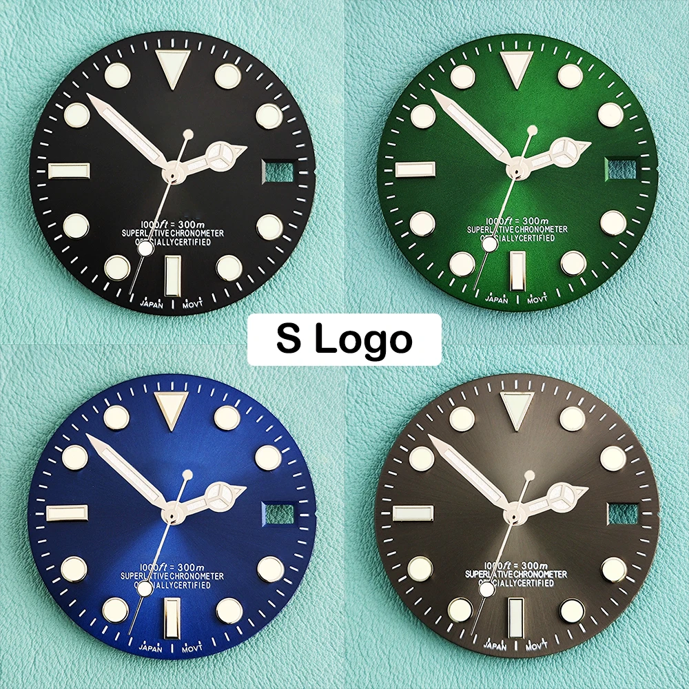 

NH35 28.5mm green luminous S dial SUB mariner watch dial suitable for NH35 NH36 movement watch accessories watch repair tools