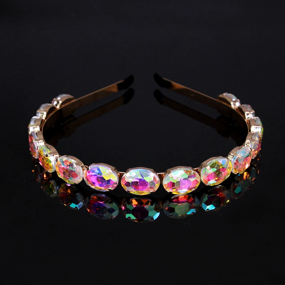 AINAMEISI Luxury 3 Colors Oval Crystal Hairband Sparkly Rhinestone Baroque Silver Plated Headband Fashion Women Hair Accessories