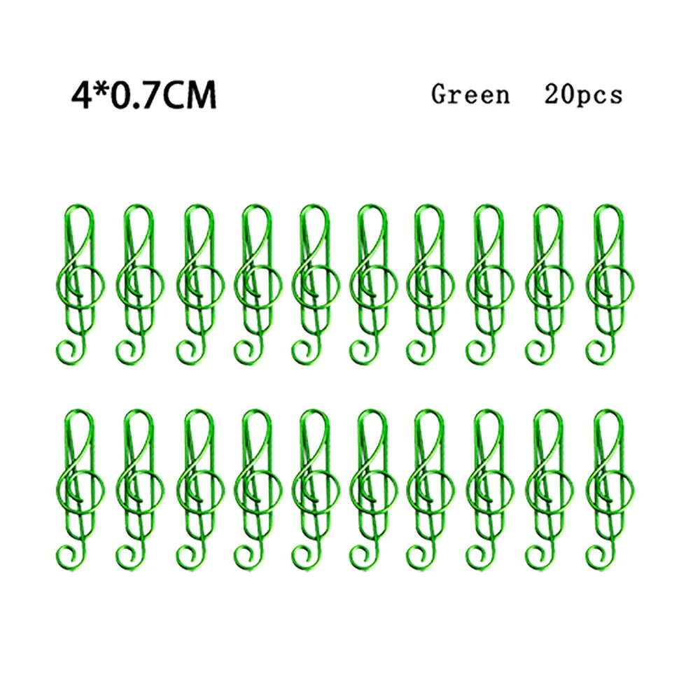 20PCS/Set Music Note Music Shape Paper Clips Durable Stationery Music Note Metal Paper Clips Creative Metal