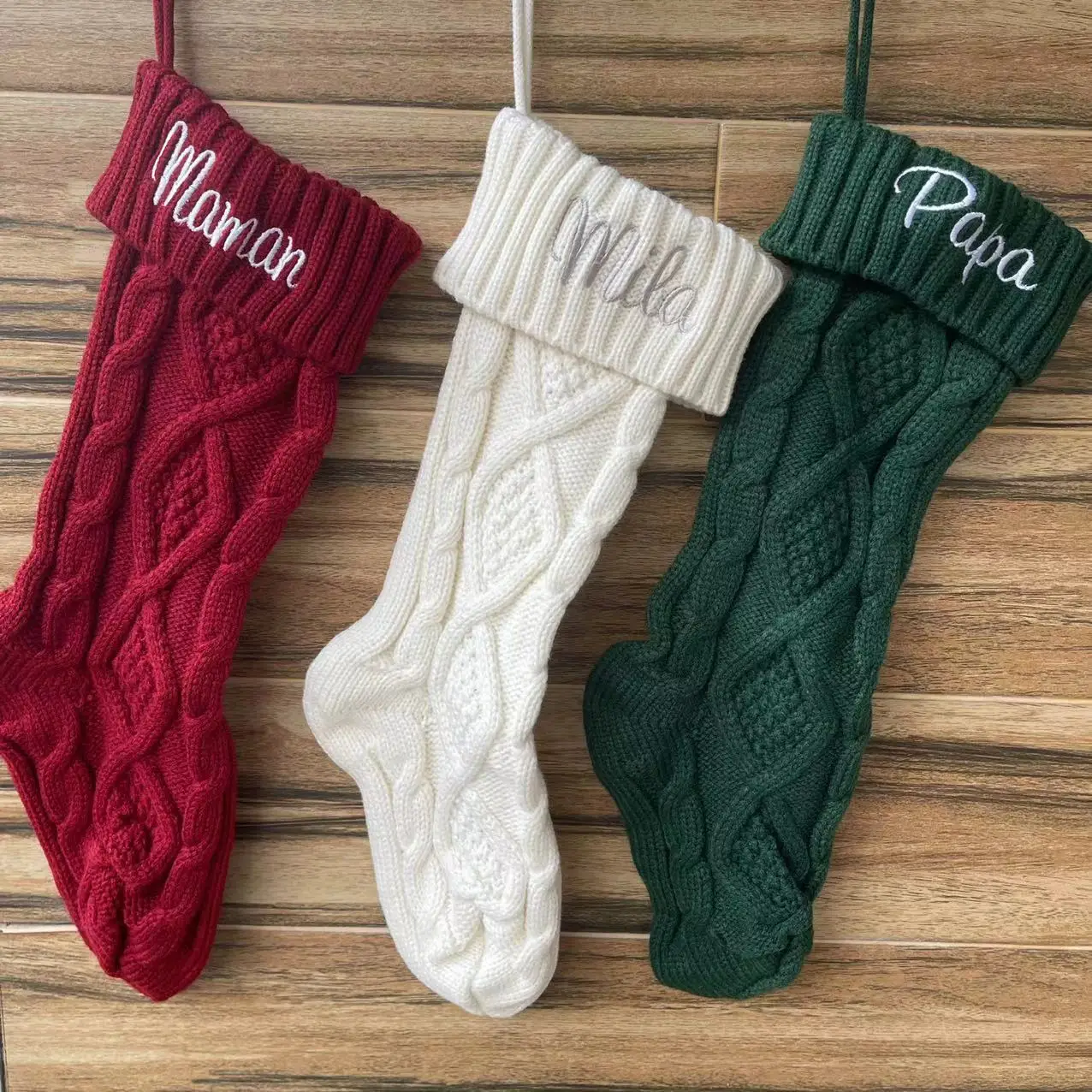 

Personalized Christmas Stockings with Family Name Custom Stockings Monogram Stockings Embroidery Knit Stockings Christmas Gifts