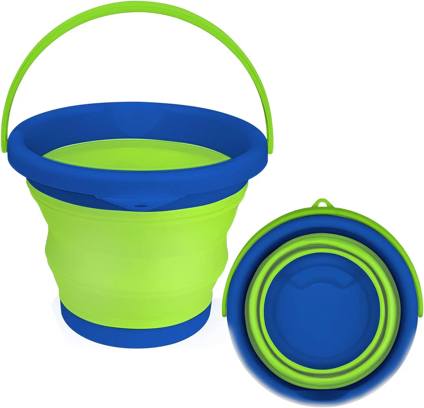 

5L Collapsible Mop Bucket with Handle for Cleaning, Foldable Silicone Bucket for Car Wash, Beach, Garden, Camping, and Home Use