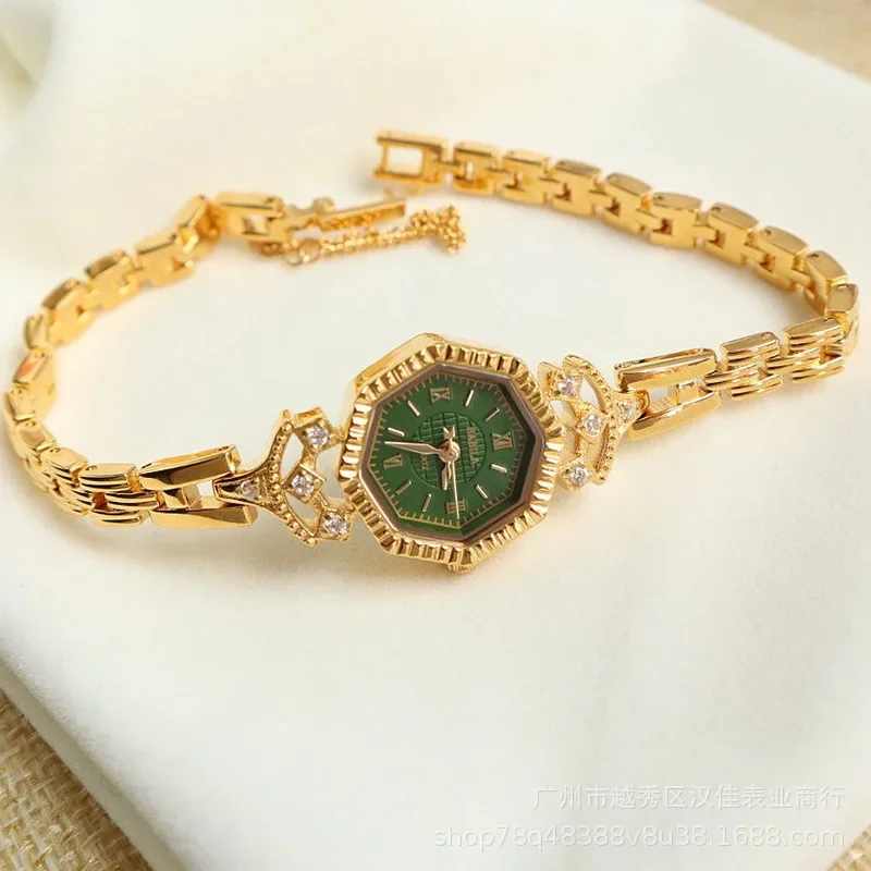 

Medieval Vintage Polygonal Gold Bracelet MIYOTA Quartz Movement Waterproof Copper Women's Quartz Wristwatch Clock Holiday Gift