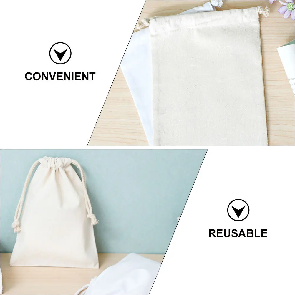 

2Pcs Flour Bags Drawstring Storage Cotton Linen Household Eco-Friendly Reusable Storage Pouch for Rice Beans Ingredients
