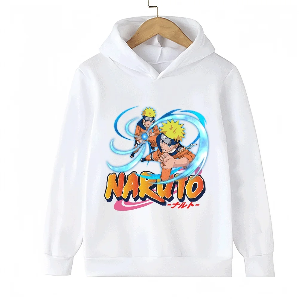 Sudadera con capucha de Naruto para niños, sudadera con estampado de Anime Uzumaki Naruto, jersey de manga larga para niños y niñas, Top informal de moda para otoño