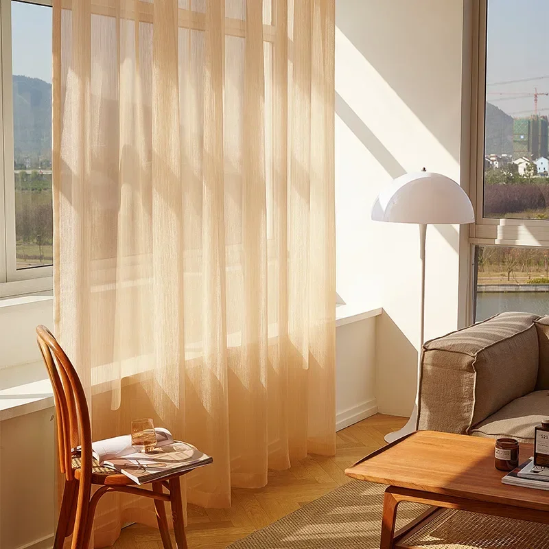 French Gauze Curtains for Bedroom Living Room Ins Wind and Light Impermeable Floating Window  New Streamer Screen Dream