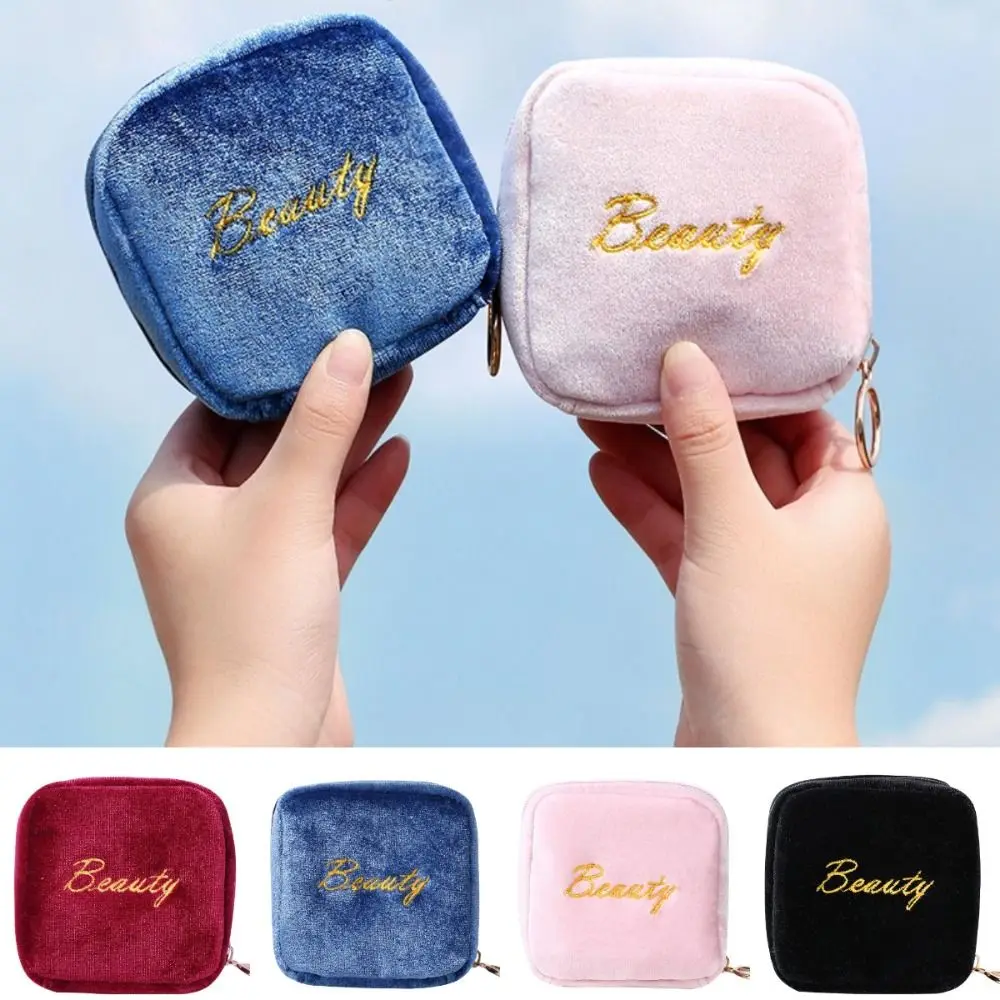 

New Home Organization Cosmetic Bag Velvet Beauty Napkin Bag Portable Hand Bag