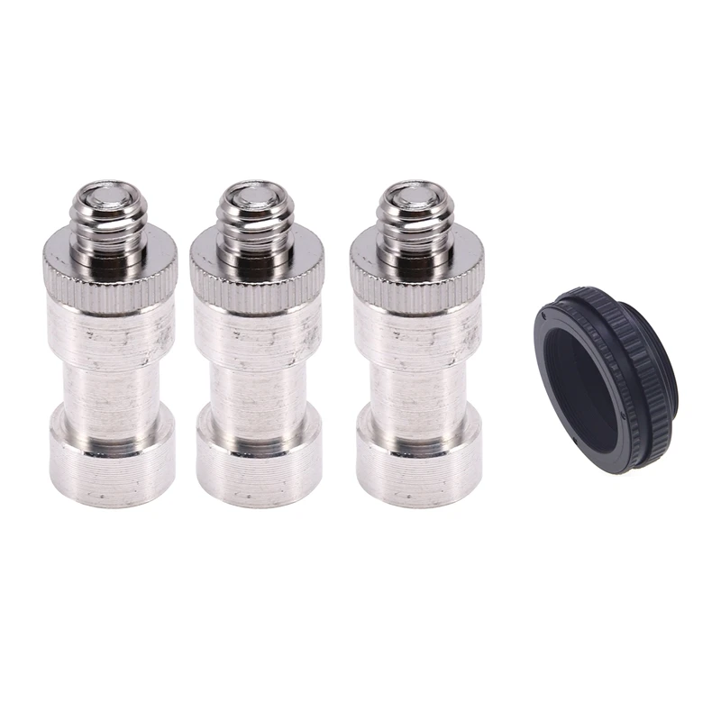 

(NEW) 3 Pcs 1/4 Inch 3/8 Inch Tripod Screws To Light Stand & 1 Pcs M42 To M42 Focusing Helicoid Ring Adapter