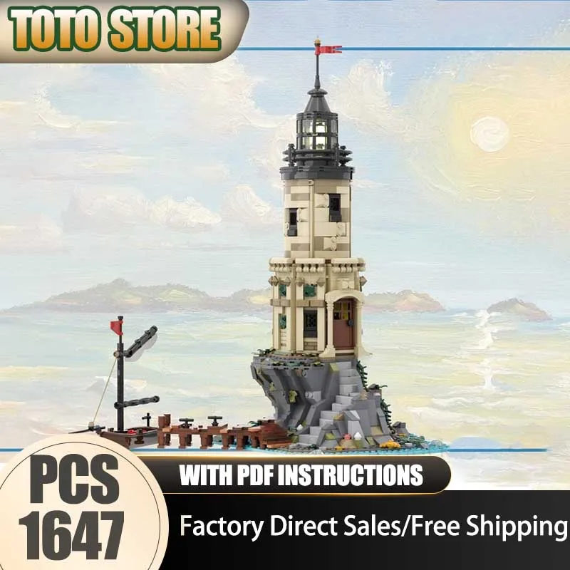 

Pirate Fortress Moc Building Blocks Lighthouse Rock Seafarer's Bay Model Technology Brick DIY Construction Holiday Toy Set Gifts