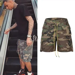 Vintage Camouflage Cargo Shorts Mens Three-dimensional Tailoring Pocket Army Short Hip Hop Streetwear Casual Short 2022 w175