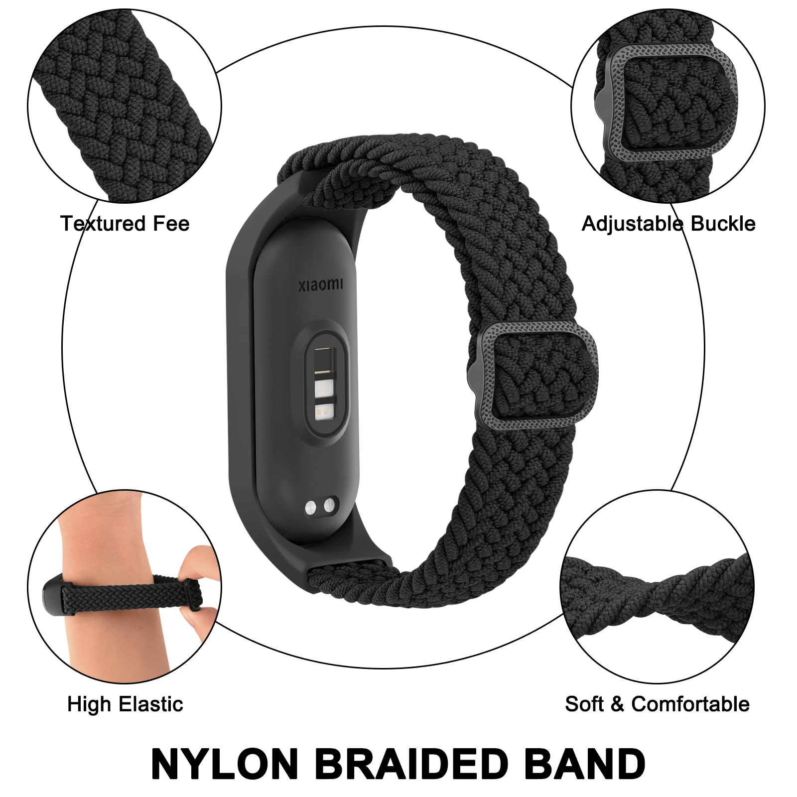 Gevlochten horlogeband voor Xiaomi Mi Band 7 6 5 4 3 riem elastische verstelbare polsband voor Amazfit Band 5 band vervangende armband