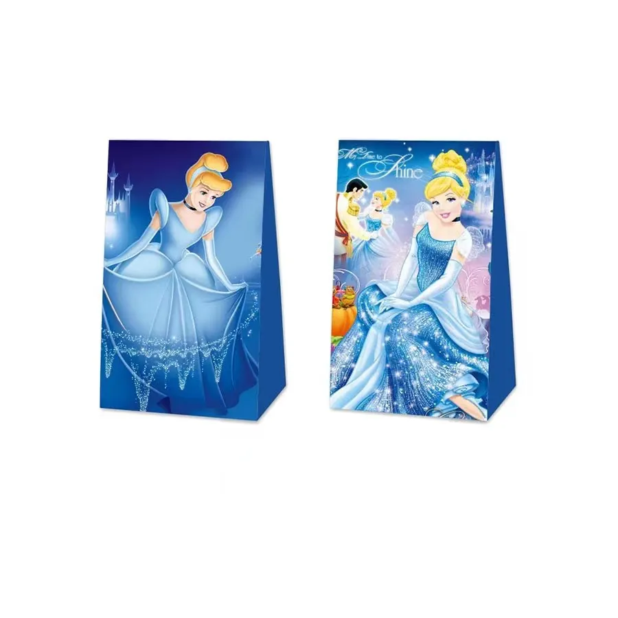 12Pcs Disney Cinderella Princess Candy Bag Decorations Baby Shower Cinderella Paper Candy Boxes Girls Birthday Party Supplies