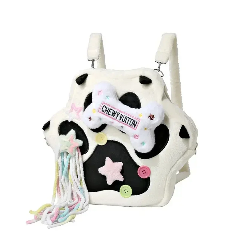 Sac à dos à griffes féline Anime Lolita Kawaii pour femme, sac à main Cosplay Cartoon, sacs en peluche initiés, sac messager, accessoire de sac à dos