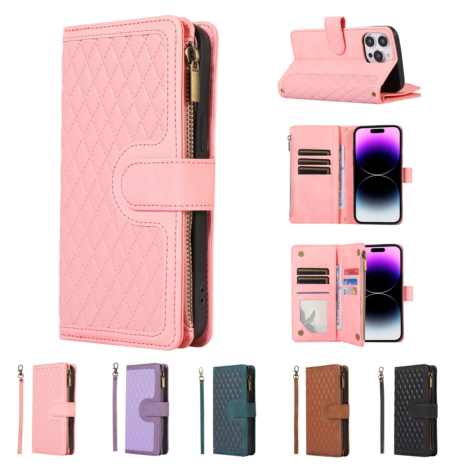 

Crossbody Leather 9 Cards Phone Case For OPPO Find X9 Pro X8 X6 X5 Lite Luxury Shoulder Anti Drop Wrist Strap Wallet Flip Cover