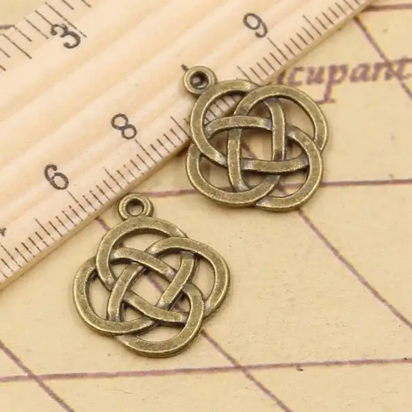 

30pcs Charms Knot Amulet 18x16mm Tibetan Bronze Silver Color Pendants For Jewelry Making EF3643