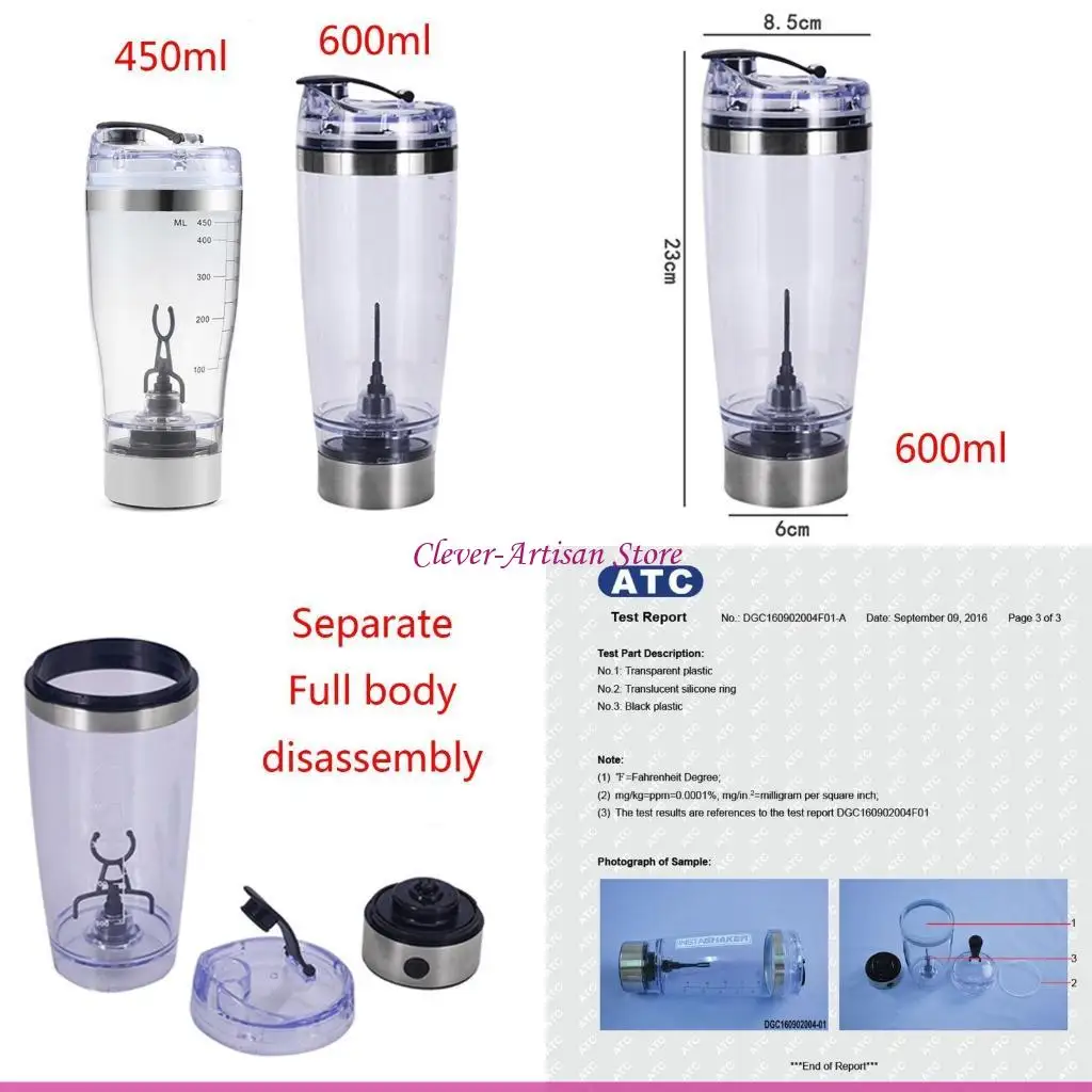 

E06B 450 мл/600 мл уличный портативный электрический стакан для смешивания протеинового порошка с питанием от батареи для