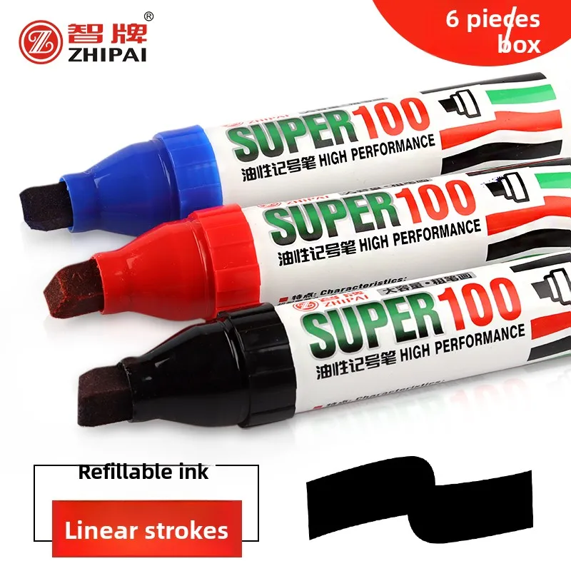 Marcador POP de Gran Capacidad en 3 Colores, Punta de 10 mm, Marcadores Permanentes, Secado Rápido, Marcador para Logística, Marcador para Cajas de Envío