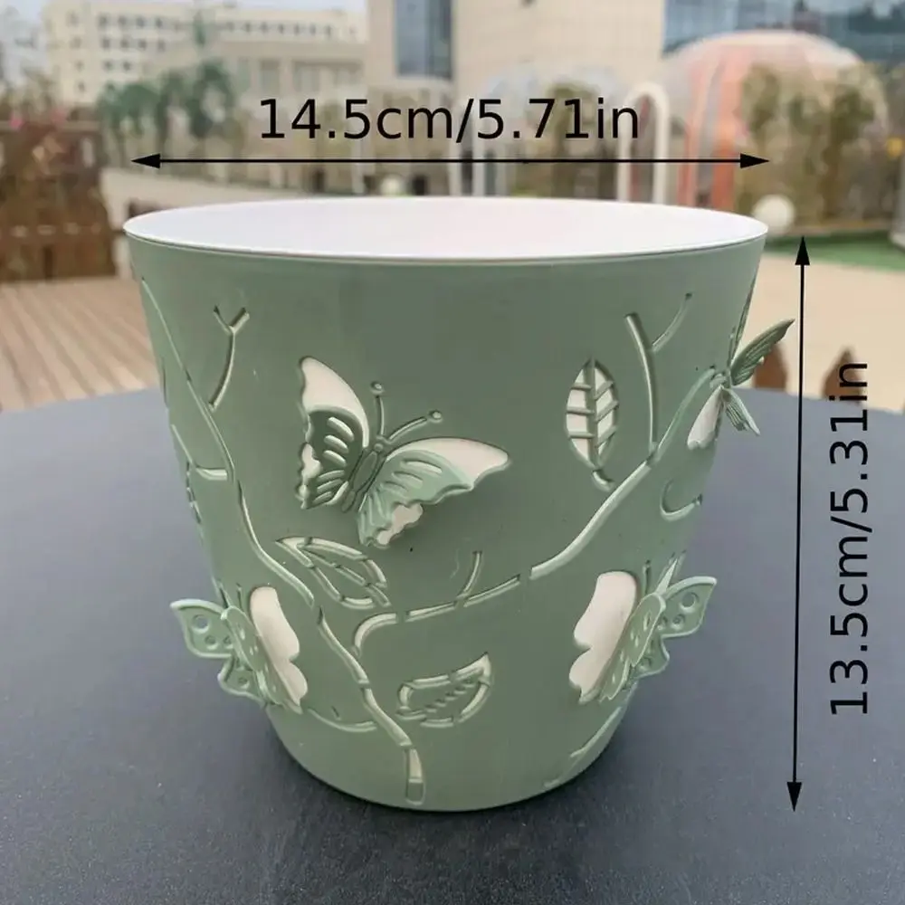 3D Cartoon Butterfly Relief Flowerpot Colored Plastic Succulent Flower Pot Self-suction Plant Planter Office