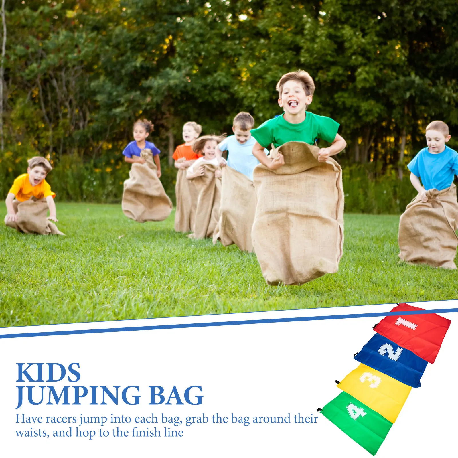 4pcs Jumping Bag Kids Game Canvas Material Bright Color Wear Resistant Lightweight Foldable Outdoor Carnival Race