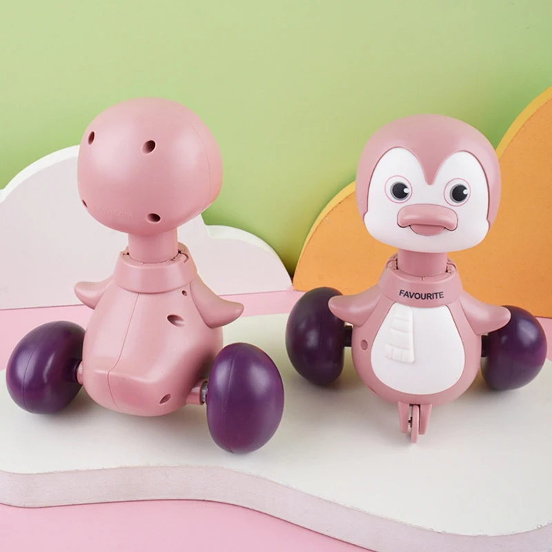 Juguete de pingüino de prensa para niños, 1 piezas, dibujos animados de regreso a inercia, Animal balancín deslizante, lindo bebé, juguetes para aprender a gatear, regalo de cumpleaños