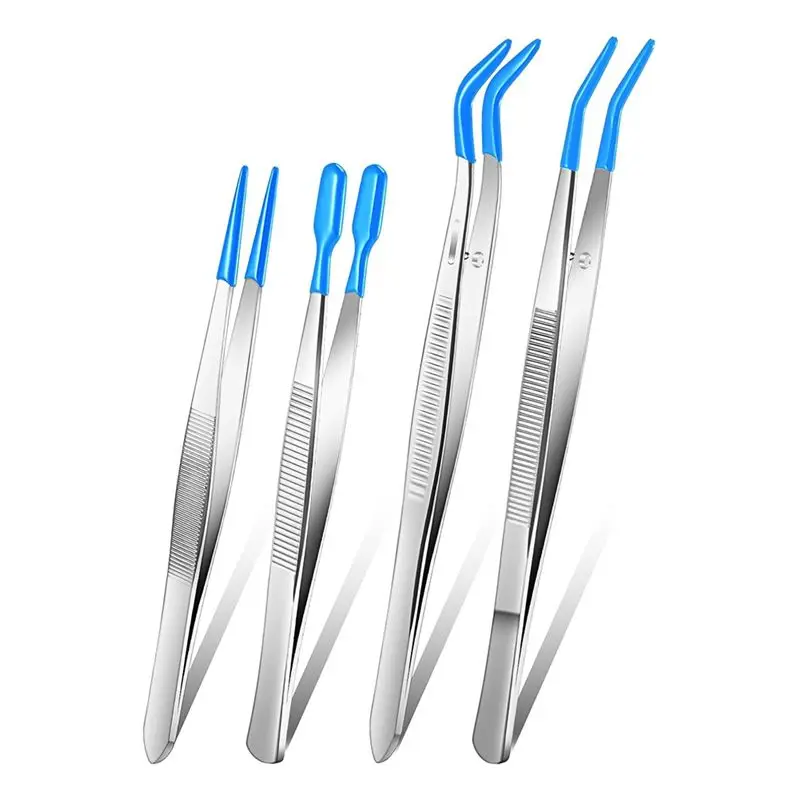 Special Offer~4PCS Rubber Tipped Tweezers Set Rubber Straight Tip Tweezers For Jewelry Making, Electronics