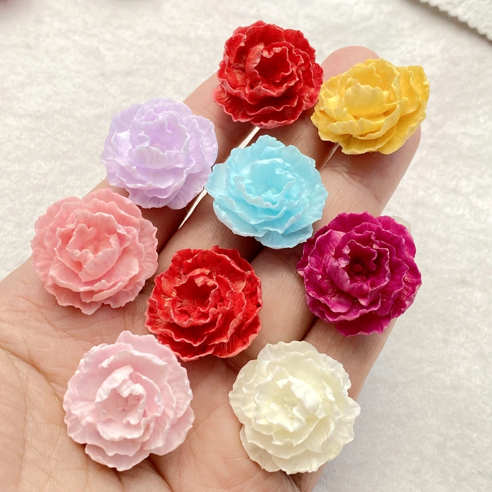 Art Craft Materials - 樹脂製のかわいい3Dカラフルローズフラットバックフラワーストーンスクラップブックフィギュア10個入りDIYボウデコアクセサリークラフト