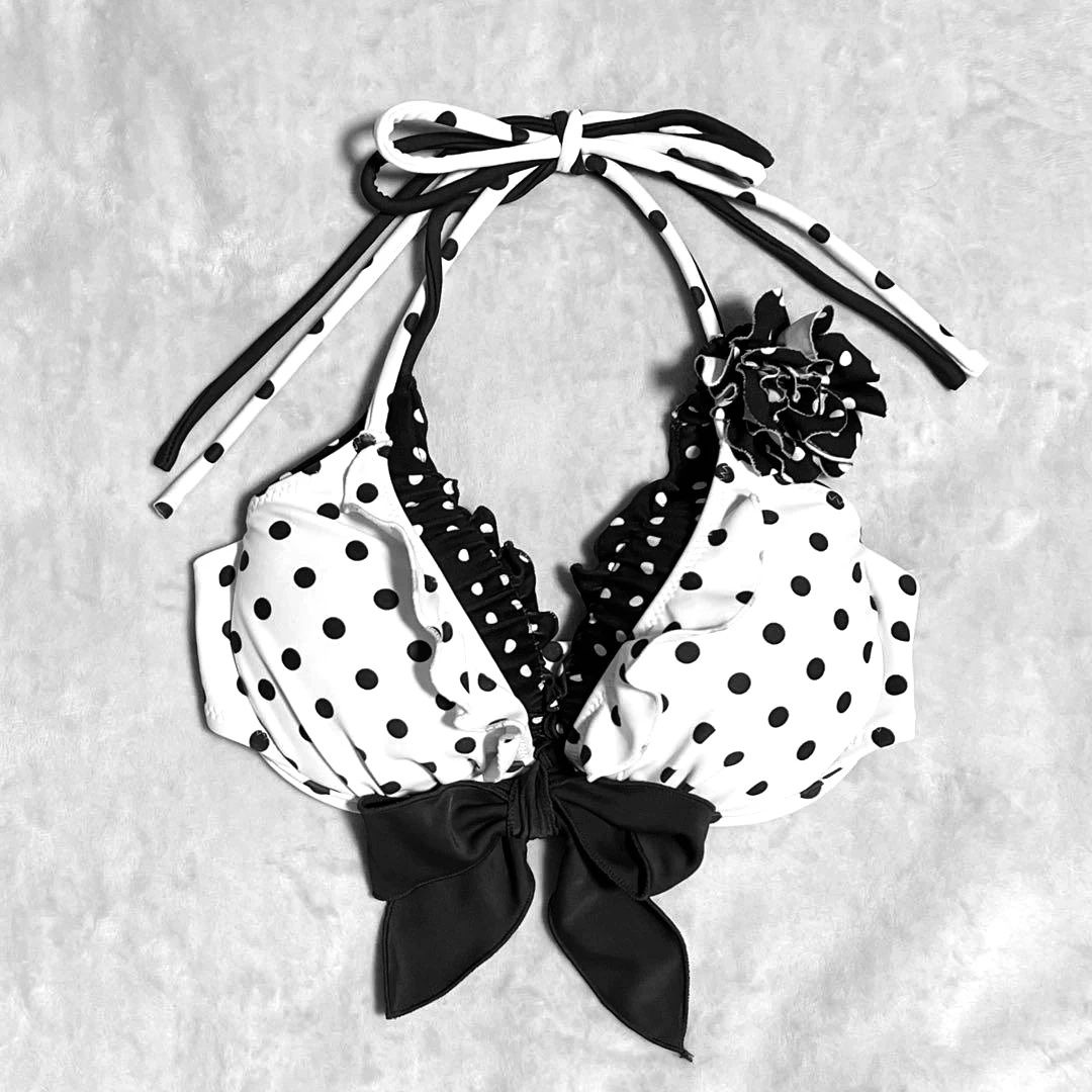 Stylizowane na Spicy Girl, letnie, słodkie, modne, urocze zestawy bikini z nadrukiem w kropki, europejska i amerykańska moda, zestawy bikini Harajuku.