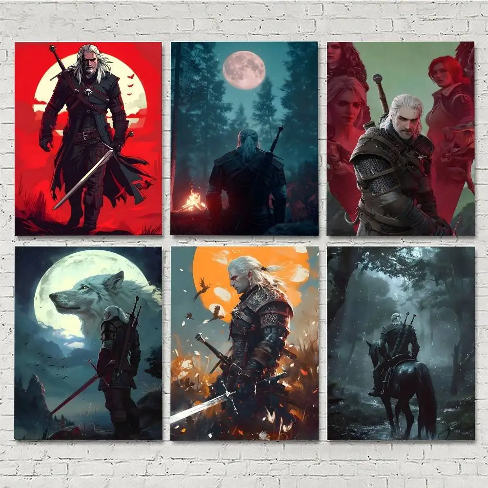 1 Stück klassischer Anime-Poster „The Game W-WitcherS“, HD-Druck, Vintage-Wandkunst, Dekor für Zuhause, Arbeitszimmer