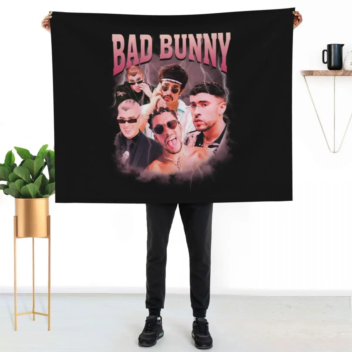 

Bad Bunny Throw Blanket Soft Comfort Blanket for Reading Watching TV