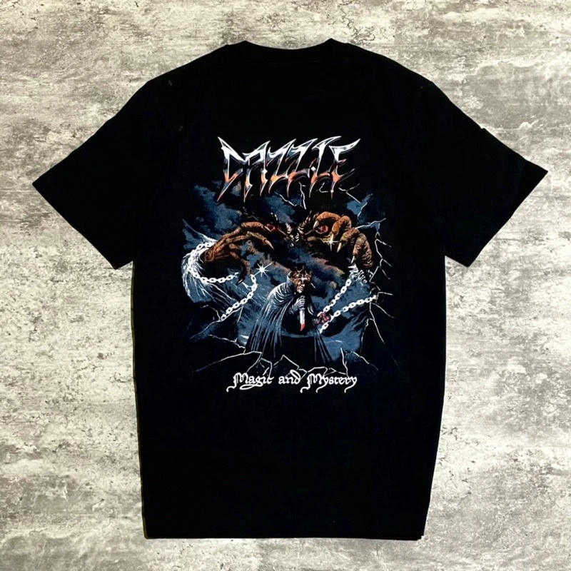 

Мужская модная футболка большого размера, новая отпускная футболка большого размера с короткими рукавами для мужчин и женщин, свободная черная чесаная хлопковая футболка Magic and Mystery