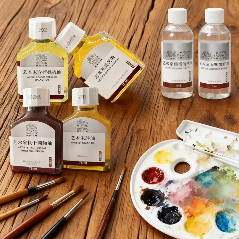 75/500ml Oil Painting Medium Quick-drying Blending Oil Thinner Bright Safflower Flax Walnut Oil Blend Pigment Protect Paintings