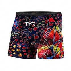 Summer Men's Swim Jammer Endurance Athletic Training Swimsuit Shorts New Print Beach Swimming Trunks Swimwear Tights Surf Shorts