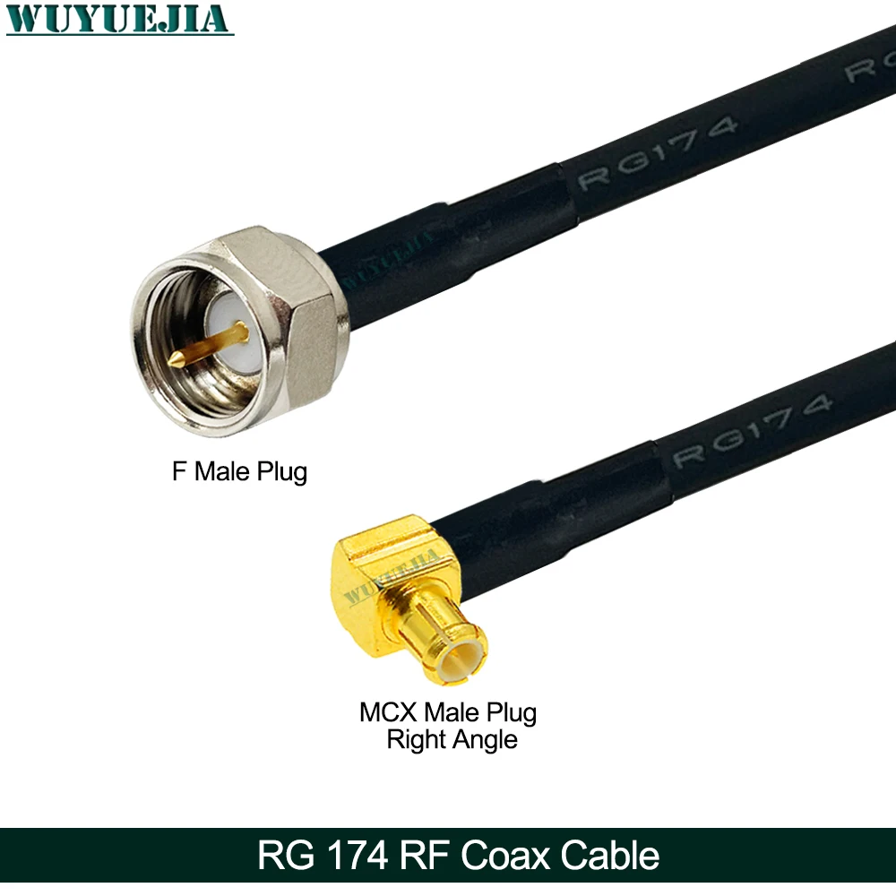 MCX ذكر التوصيل الزاوية اليمنى إلى F ذكر أنثى مهايئ الرافعة 50 أوم RF كابل محوري RG-174 للتلفزيون الرقمي واستقبال الفيديو #4