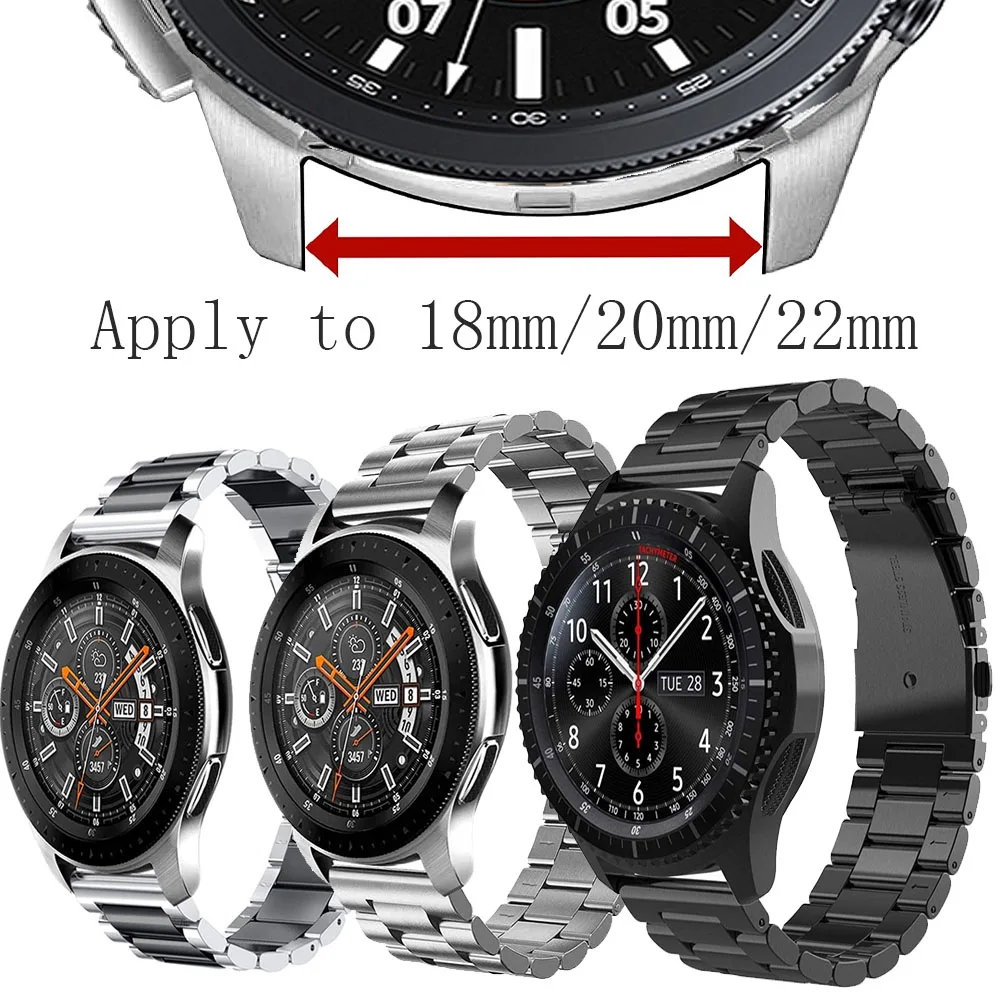 Apply to 22mm/20mm/18mm strap Samsung Gear S3 Frontier/Classic  Stainless steel metal Band strap Galaxy Watch 46mm Band V-MORO