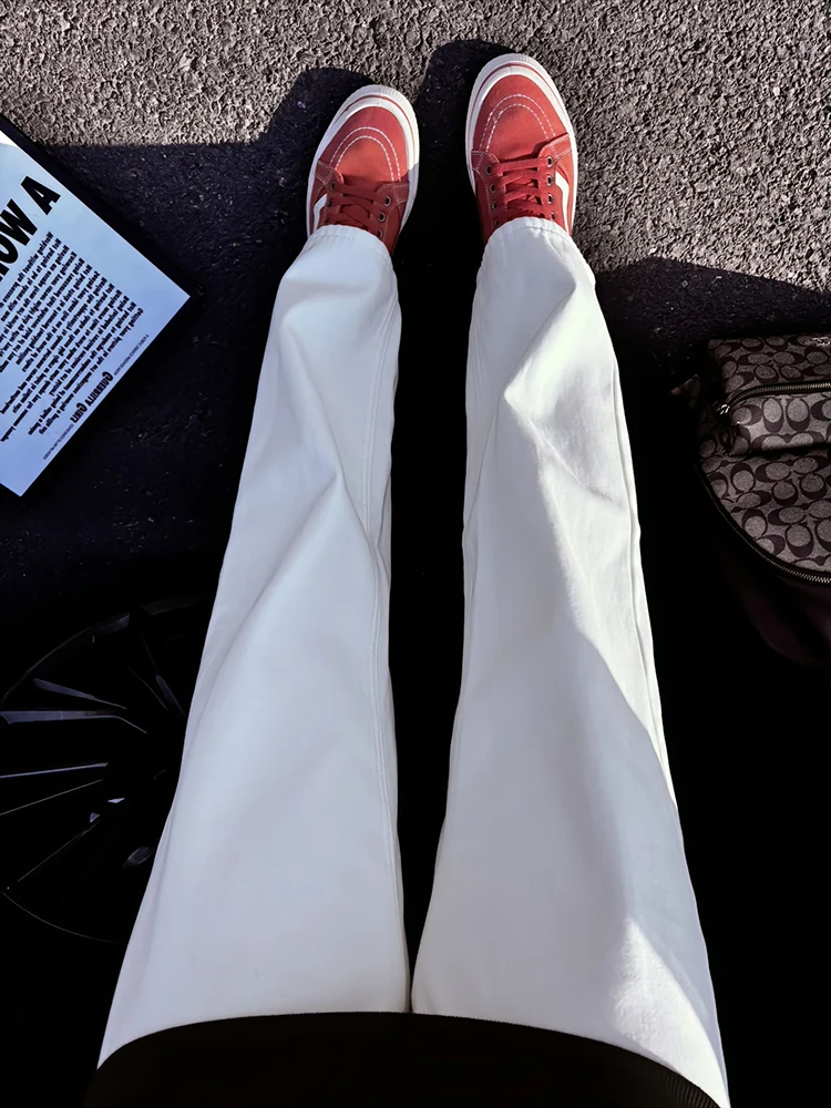 

Белые джинсы с подкладкой, прямого кроя, мужские, осенне-зимние, в стиле High Street, облегающие, с расклешенным низом, в американском стиле, молодежная мода