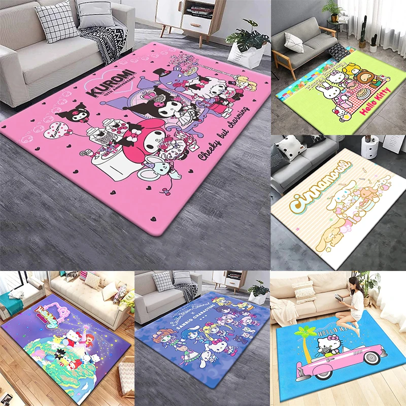 

MINISO Kuromi Rug Cute Cartoon Character Prints with Scene Elements Soft Non Slip Carpet for Kids Bedroom Living Room Decor
