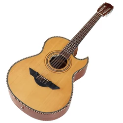 10 String Electric Acoustic Guitar High gloss Folk Guitar Sharp Angle Design Natural Color With Classic Head