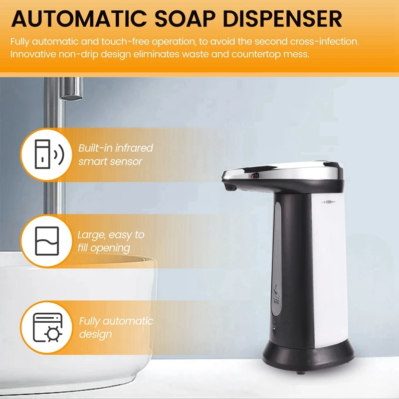 400ML Liquid Soap Dispenser Automatic Intelligent Touchless Sensor Induction Hand Washer For Kitchen Bathroom Equipment