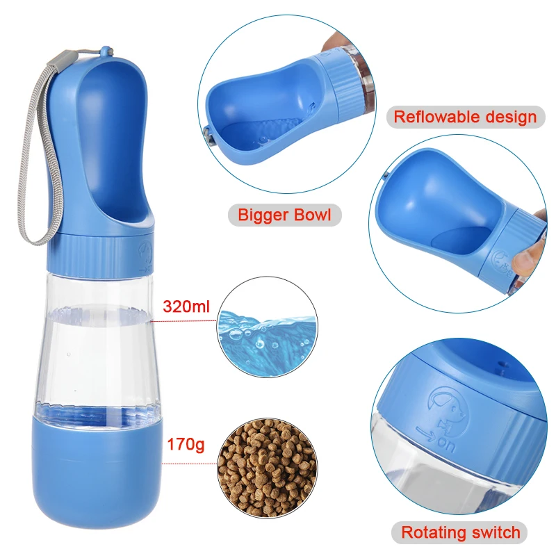 Portable Dog Water Bottle With Food Container Travel 2 in 1 Pet Water Dispenser For Small Large Dogs Cat Labrador Drinking Bowls - view 2