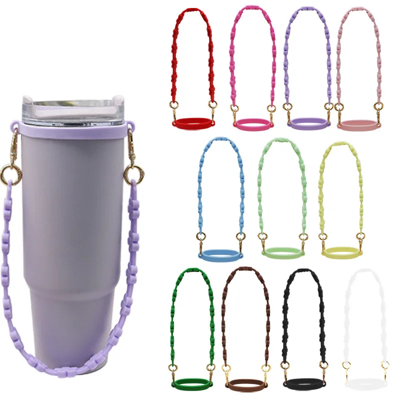 

Soft Silicone Water Bottle Handle Portable Anti-slip Water Bottle Sling Carrier Holder With Strap Fits for Stanley Cup Accessory