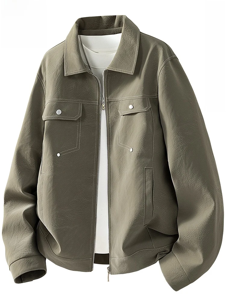 

Мужская повседневная кожаная куртка-пилот Rn: осенне-зимняя верхняя одежда в городском стиле, приталенная, ветрозащитная, на молнии