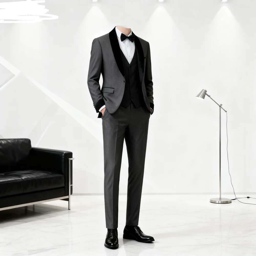 

Solid Color Men's Formal Business Office Suit M-6XL Jacket Vest Pants Tuxedo Waistcoat Trousers for Wedding Dress Party Blazer