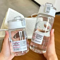 350/550ml Water Bottle with Time Scale Portable Transparent Kawaii Water Bottle Sports Water Cup Plastic Handy Cup