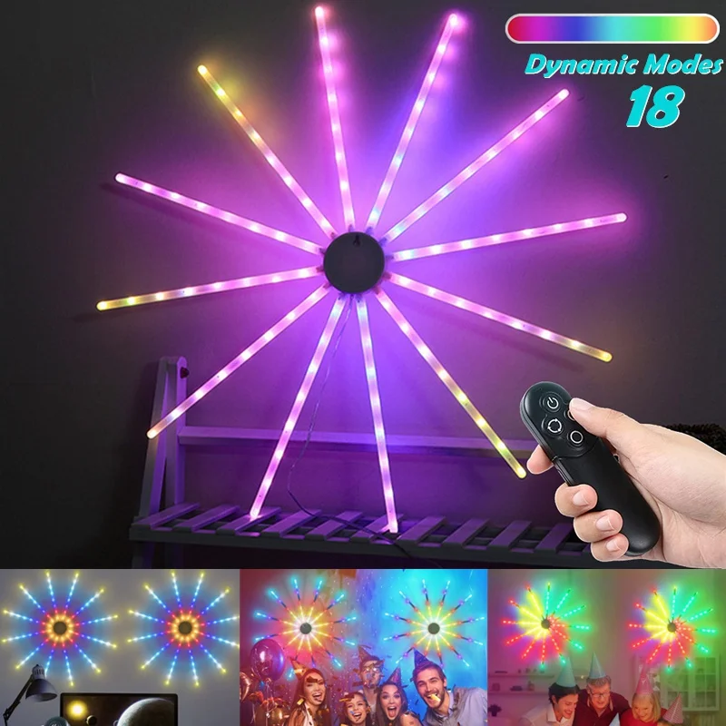 

18 Modes Flashing Firework Lights with Remote Wall Hanging LED String Lights for Home Party Patio Valentines Wedding Decorative