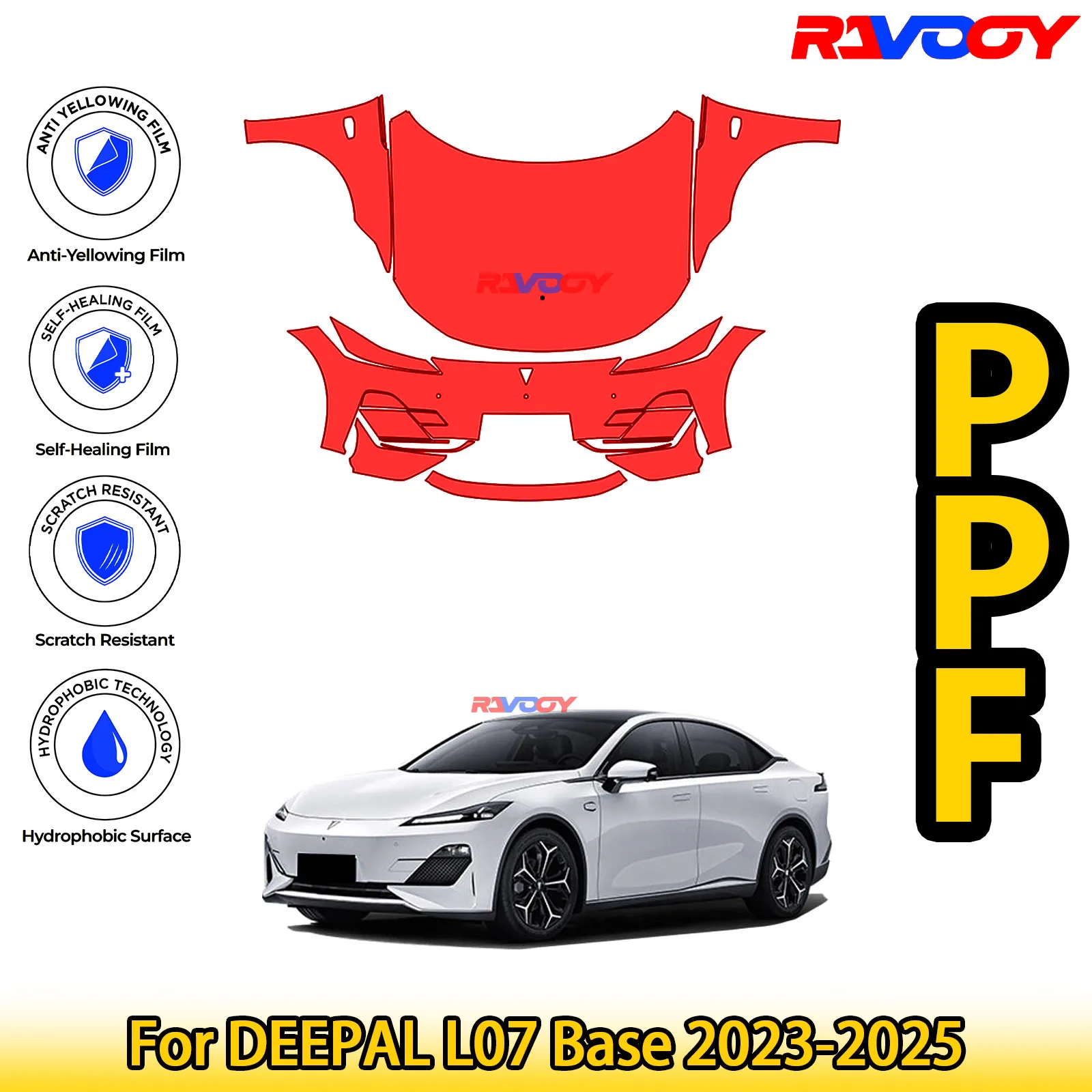 

For DEEPAL L07 Base 2023-2025 Glossy Matte Black Precut front PPF Kit Paint Protection Film