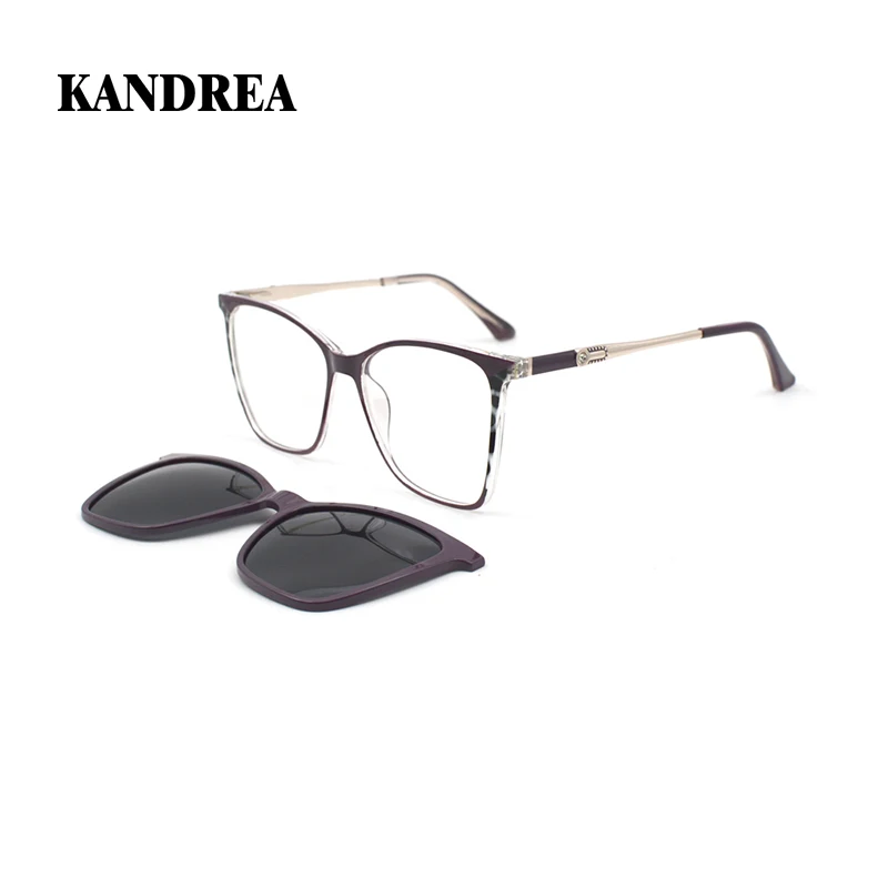 KANDREA Fashion TR Cateye Polarized Sunglasses Frame Women Men Retro Magnet Clip Optical Prescription Glasses Eyeglasses GN6011