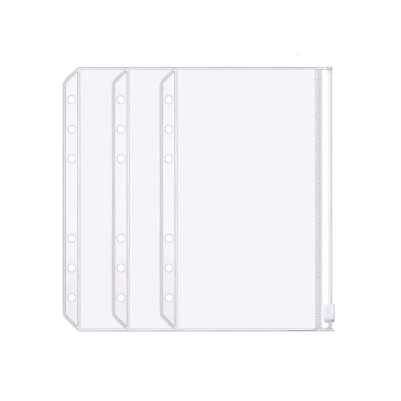 

A5 A6 A7 Binder Pockets Zipper Folders Loose Leaf Bags Waterproof PVC Document Pouch 6 Holes Budget Cash Notebook Filing Bags